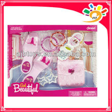 Plastic Beautiful Girls Pretend Play Toy,Party beauty toy shoe,toy handbag,toy mobile phone